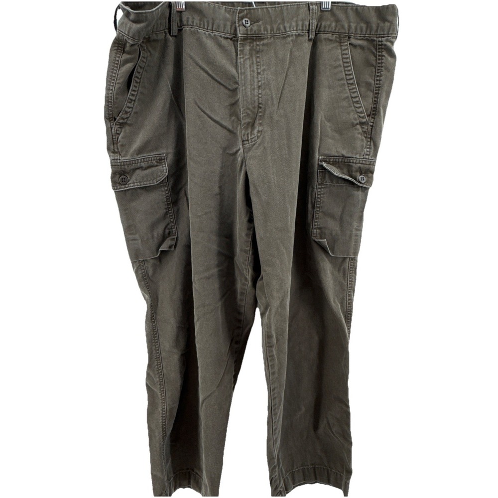 Men's 44x30  DOCKERS Flat Front Relaxed Fit Cargo Pants 100% Cotton‎ Green